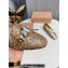 Miu Miu Glitter fabric loafers Gold 01 with metal chain and artificial crystal ornament 2024