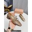 Miu Miu Glitter fabric loafers Gold 01 with metal chain and artificial crystal ornament 2024