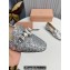 Miu Miu Glitter fabric loafers Silver 02 with metal chain and artificial crystal ornament 2024