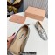 Miu Miu Glitter fabric loafers Silver 02 with metal chain and artificial crystal ornament 2024