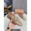 Miu Miu Glitter fabric loafers Gold 02 with metal chain and artificial crystal ornament 2024