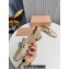 Miu Miu Glitter fabric loafers Gold 02 with metal chain and artificial crystal ornament 2024