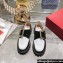 Roger Vivier Viv’ Go-Thick Metal Buckle Loafers in Patent Leather White/Black 2024