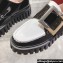 Roger Vivier Viv’ Go-Thick Metal Buckle Loafers in Patent Leather White/Black 2024