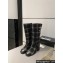 Chanel Heel 6.5cm CC Logo High Boots Tweed Check Gray 2024