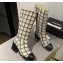 Chanel Heel 6.5cm CC Logo High Boots Tweed Check Beige 2024