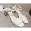 Chanel Heel 5cm Grosgrain & Strass Sandals G45365 White 2024