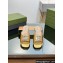Gucci leather Double G with crystals slide sandals 771586 Gold 2024