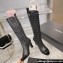Chanel Heel 7.5cm Croco Pattern and Patent Calfskin High Boots Black 2024