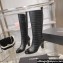 Chanel Heel 7.5cm Croco Pattern and Patent Calfskin High Boots Black 2024