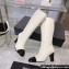 Chanel Heel 7.5cm Croco Pattern and Patent Calfskin High Boots White/Black 2024