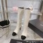 Chanel Heel 7.5cm Croco Pattern and Patent Calfskin High Boots White/Black 2024