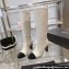 Chanel Heel 7.5cm Croco Pattern and Patent Calfskin High Boots White/Black 2024