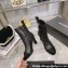 Chanel Heel 7.5cm Croco Pattern and Patent Calfskin Ankle Boots Black 2024