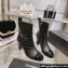 Chanel Heel 7.5cm Croco Pattern and Patent Calfskin Ankle Boots Black 2024