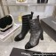 Chanel Heel 7.5cm Croco Pattern and Patent Calfskin Ankle Boots Black 2024