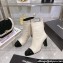 Chanel Heel 7.5cm Croco Pattern and Patent Calfskin Ankle Boots White/Black 2024