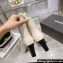Chanel Heel 7.5cm Croco Pattern and Patent Calfskin Ankle Boots White/Black 2024