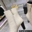 Chanel Heel 7.5cm Croco Pattern and Patent Calfskin Ankle Boots White/Black 2024