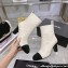 Chanel Heel 7.5cm Croco Pattern and Patent Calfskin Ankle Boots White/Black 2024
