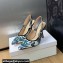 Dior Heel 9.5cm J'Adior Slingback Pumps in Pastel Midnight Blue Multicolor Embroidered Cotton with Toile de Jouy Mexico Motif 2024