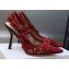 Dior Heel 9.5cm J'Adior Slingback Pumps in Transparent Mesh Embroidered with Red 3D Macramé-Effect D-Lace Motif 2024