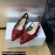 Dior J'Adior Slingback Ballerina Flats in Transparent Mesh Embroidered with Red 3D Macramé-Effect D-Lace Motif 2024