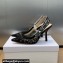 Dior Heel 9.5cm J'Adior Slingback Pumps in Transparent Mesh Embroidered with Black Butterfly Motif 2024