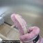 Dior Heel 6.5cm Dway Slide Sandals in Pink Shearling Fur and Embroidered Canvas 2024
