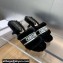 Dior Heel 6.5cm Dway Slide Sandals in Black Shearling Fur and Embroidered Canvas 2024