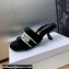 Dior Heel 6.5cm Dway Slide Sandals in Black Shearling Fur and Embroidered Canvas 2024