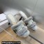 Dior Heel 8cm Dway Slide Sandals in Gray Shearling Fur and Embroidered Canvas 2024