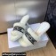 Dior Heel 8cm Dway Slide Sandals in White Shearling Fur and Embroidered Canvas 2024