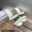 Dior Heel 8cm Dway Slide Sandals in White Shearling Fur and Embroidered Canvas 2024