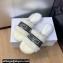 Dior Dway Flat Slide Sandals in White Shearling Fur and Embroidered Canvas 2024