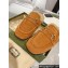 Gucci Merinos wool lining mules with Horsebit 771061 leather Suede Khaki 2024
