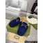 Gucci Merinos wool lining mules with Horsebit 771061 leather Suede Blue 2024