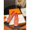 Hermes Royal loafer in suede goatskin Lobster Pink with fringe and tone-on-tone lacquered palladium-plated signature "H" detail