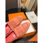 Hermes Royal loafer in suede goatskin Lobster Pink with fringe and tone-on-tone lacquered palladium-plated signature "H" detail