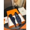 Hermes Royal loafer in suede goatskin Navy Blue with fringe and palladium-plated signature "H" detail