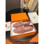 Hermes Royal loafer in suede goatskin Nude Pink with fringe and tone-on-tone lacquered palladium-plated signature "H" detail