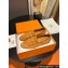 Hermes Royal loafer in suede goatskin Yellow with fringe and tone-on-tone lacquered palladium-plated signature "H" detail