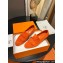 Hermes Royal loafer in suede goatskin Orange with fringe and tone-on-tone lacquered palladium-plated signature "H" detail