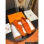 Hermes Royal loafer in suede goatskin Orange with fringe and tone-on-tone lacquered palladium-plated signature "H" detail