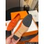 Hermes Royal loafer in suede goatskin Orange with fringe and tone-on-tone lacquered palladium-plated signature "H" detail