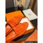 Hermes Royal loafer in suede goatskin Orange with fringe and tone-on-tone lacquered palladium-plated signature "H" detail