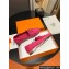 Hermes Royal loafer in suede goatskin Fuchsia with fringe and tone-on-tone lacquered palladium-plated signature "H" detail
