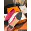 Hermes Royal loafer in suede goatskin Fuchsia with fringe and tone-on-tone lacquered palladium-plated signature "H" detail