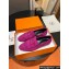 Hermes Royal loafer in suede goatskin Purple with fringe and tone-on-tone lacquered palladium-plated signature "H" detail