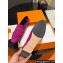 Hermes Royal loafer in suede goatskin Purple with fringe and tone-on-tone lacquered palladium-plated signature "H" detail